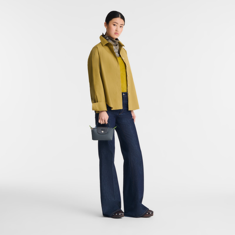 Longchamp Le Pliage Green Pouch with handle Graphite - Recycled canvas outlook