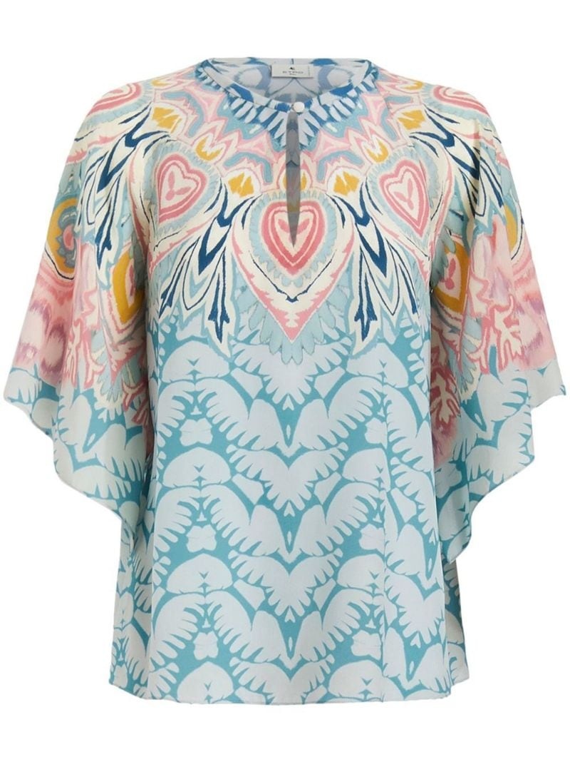 graphic-print silk blouse - 1