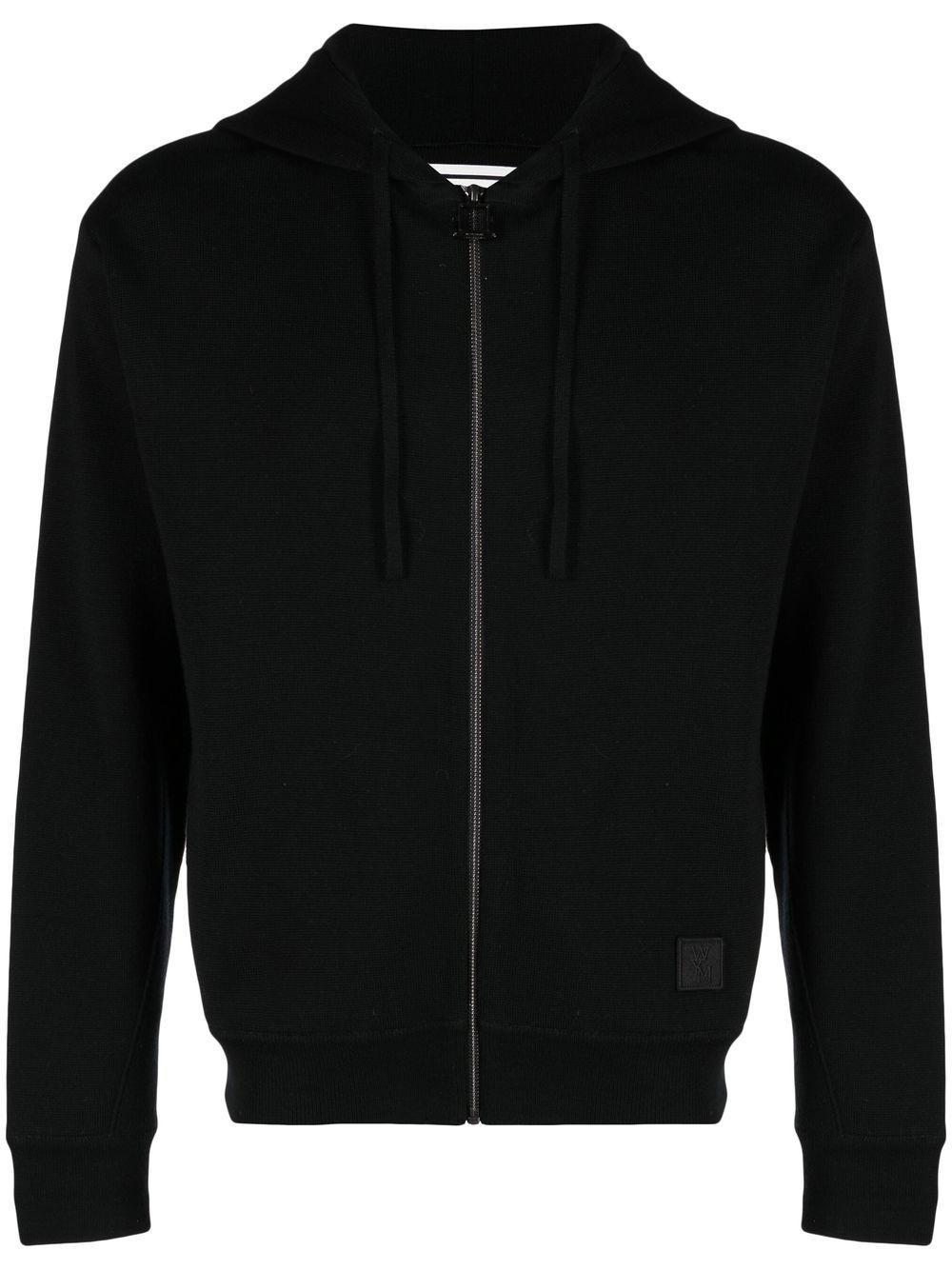 jersey-knit drawstring zipped hoodie - 1