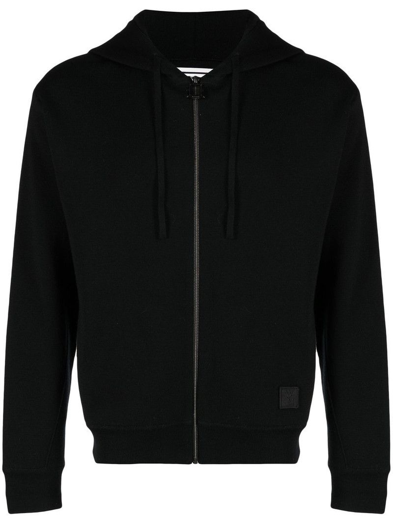 jersey-knit drawstring zipped hoodie 1