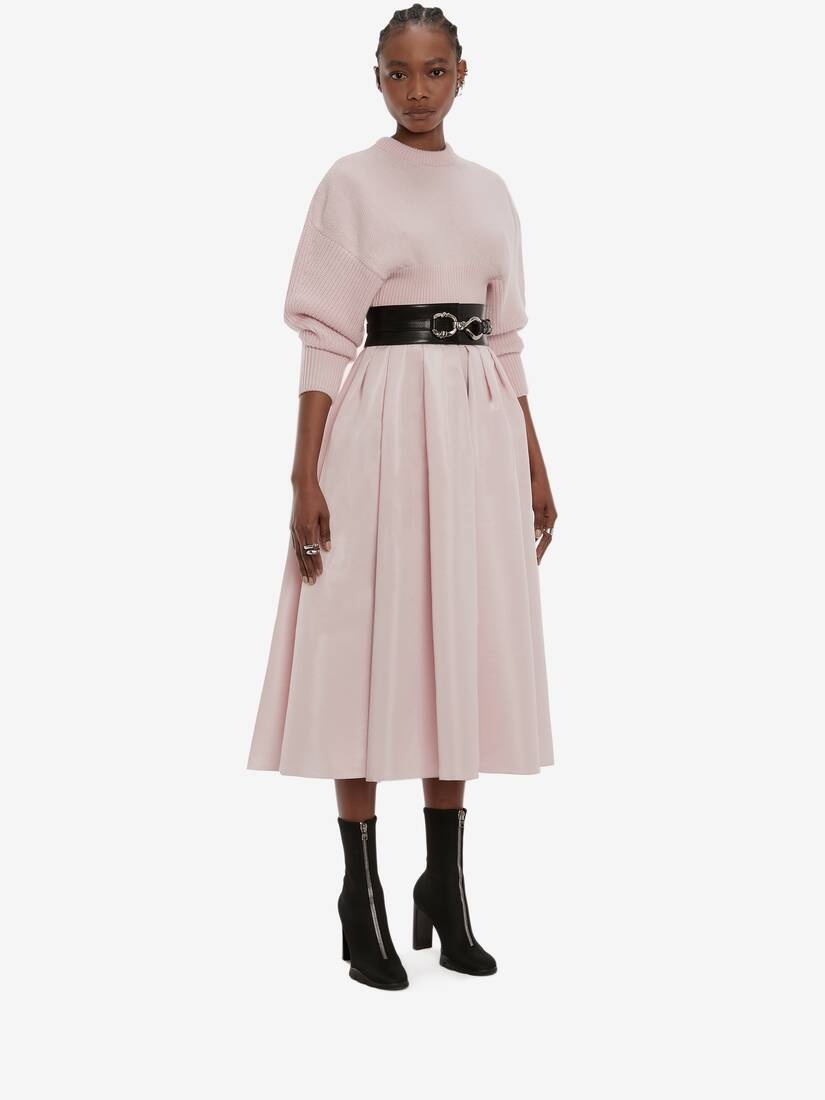 Cropped Cocoon Sleeve Jumper in Pink - 3