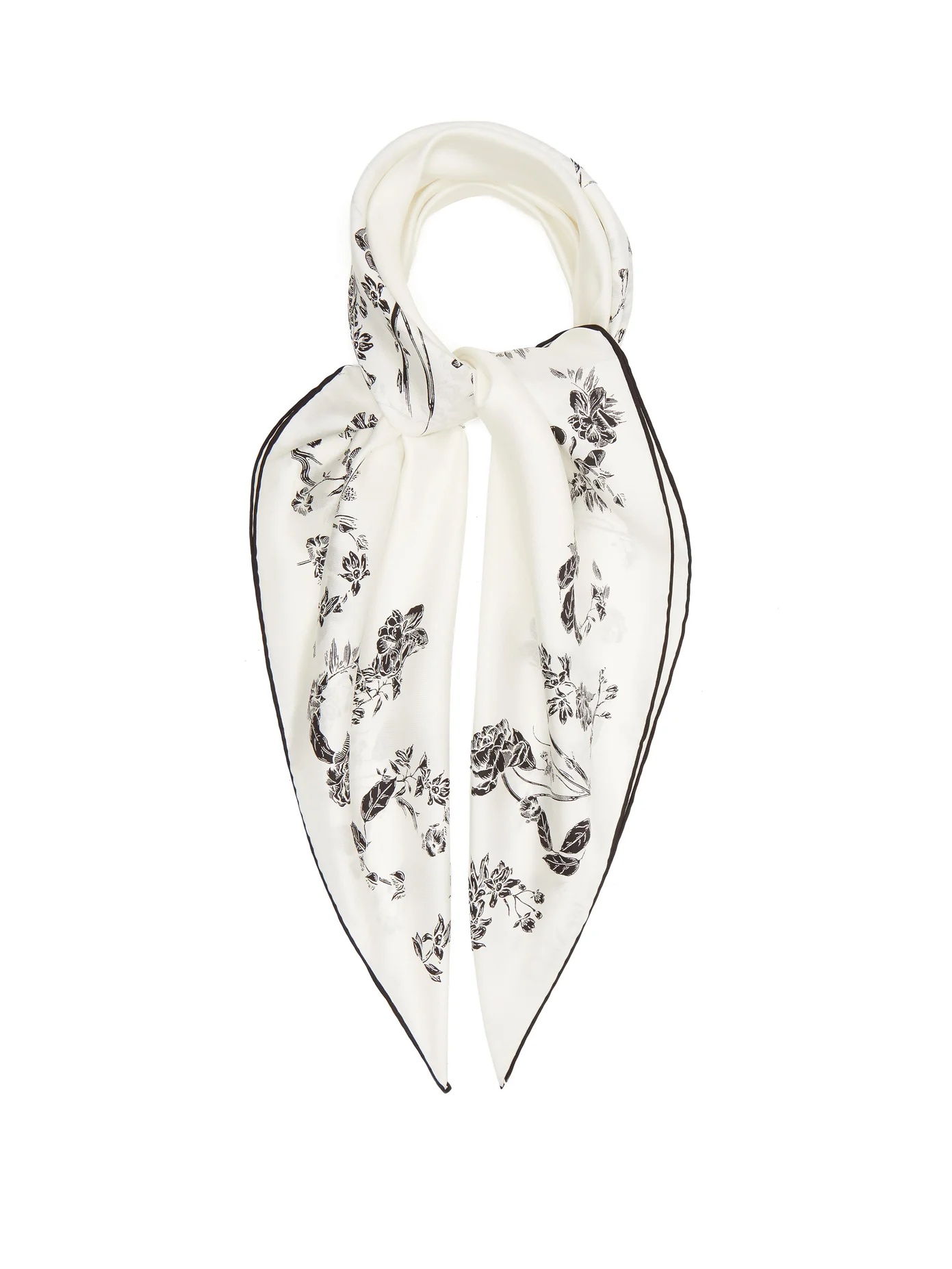 Floral logo-print silk-twill scarf - 1