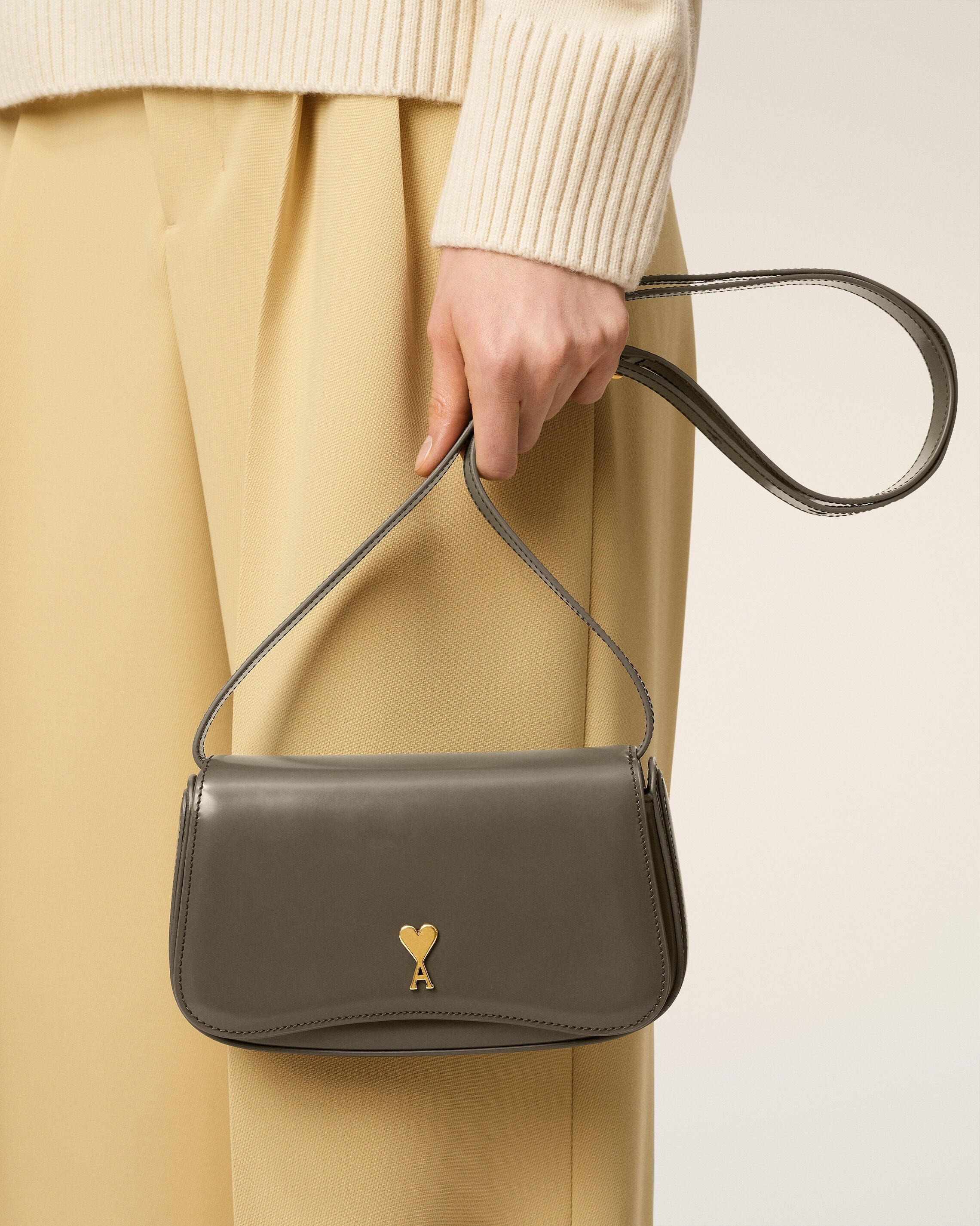 GREY GLAZED LEATHER SMALL CROSSBODY PARIS PARIS BAG - 2