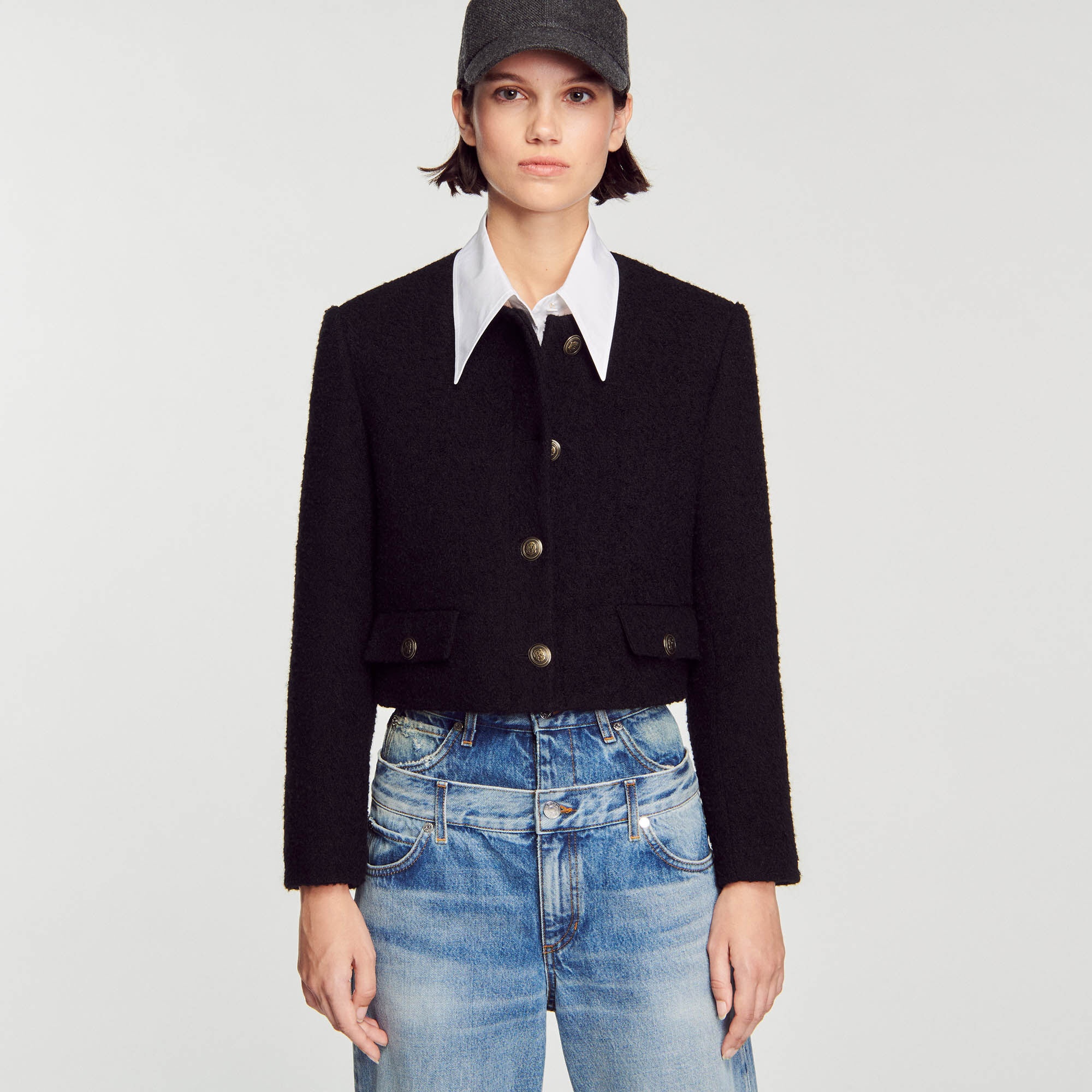 CROPPED BOUCLÉ WOOL JACKET - 5