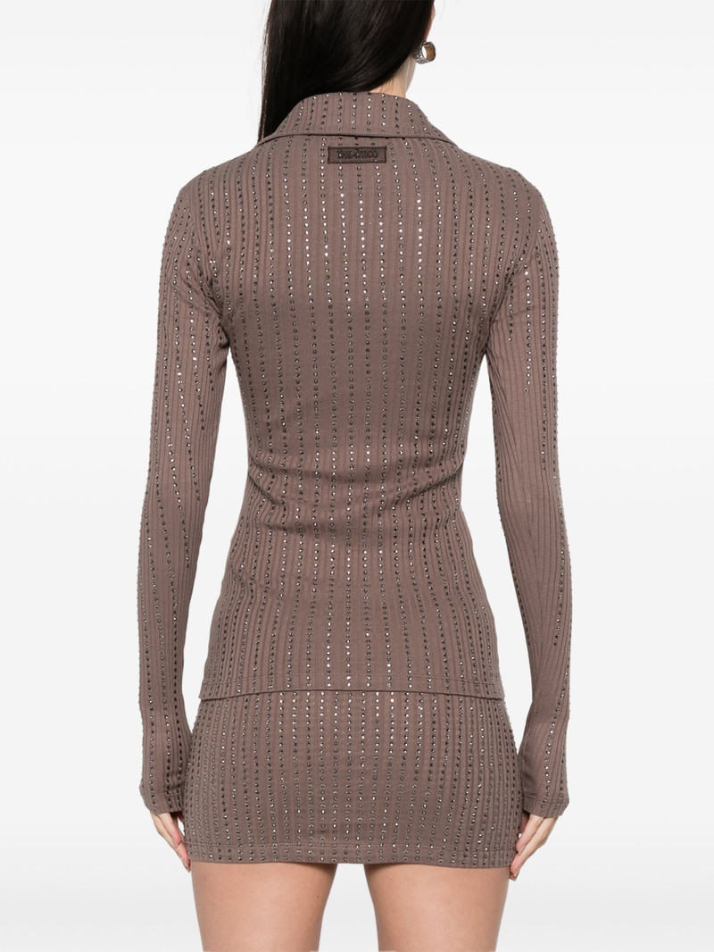 THE ATTICO Crystal-embellished Polo Top outlook