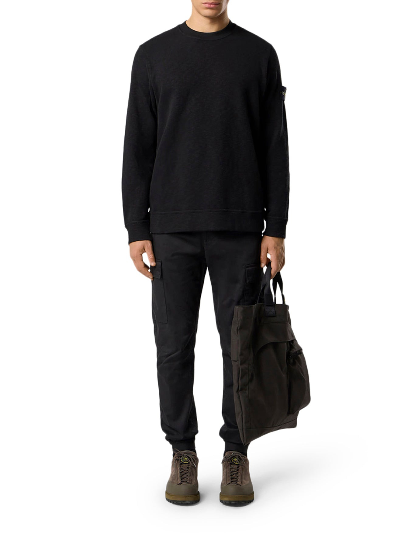 CREW NECK COTTON SWEATSHIRT WITH SIDE INLAYS - 2