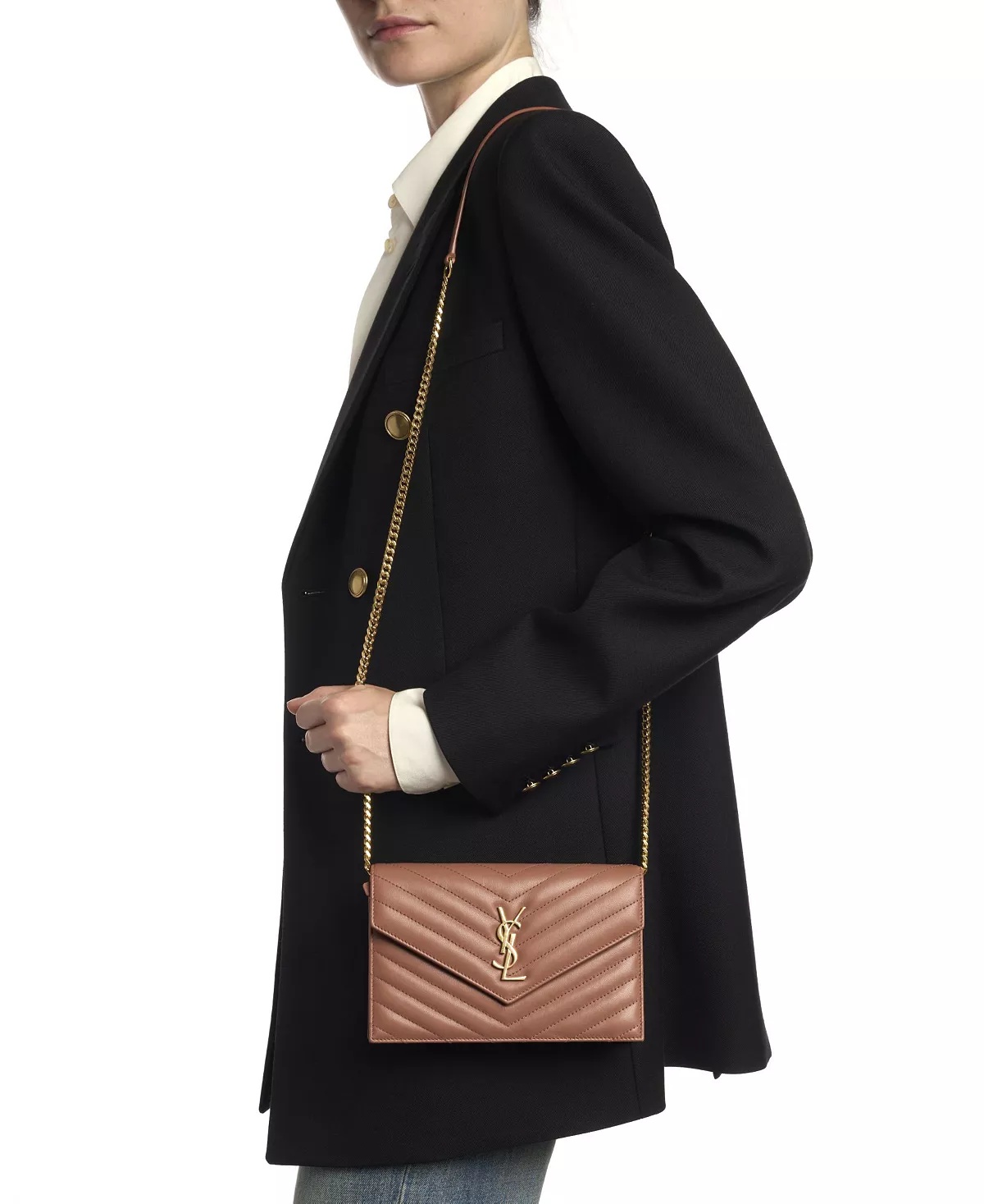 Cassandre Envelope Chain Wallet in Grain Leather - 3