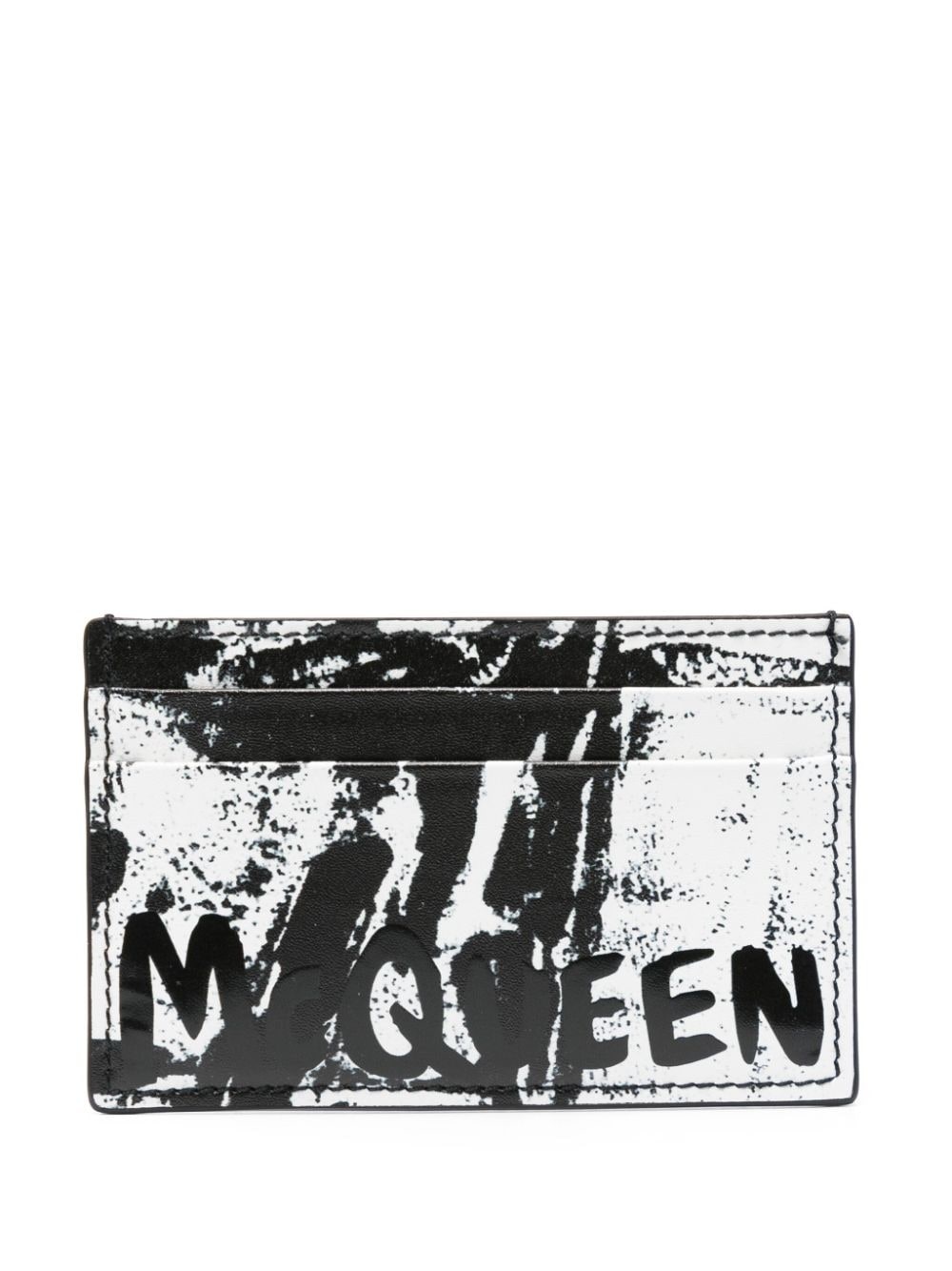 Graffiti-print leather cardholder - 1