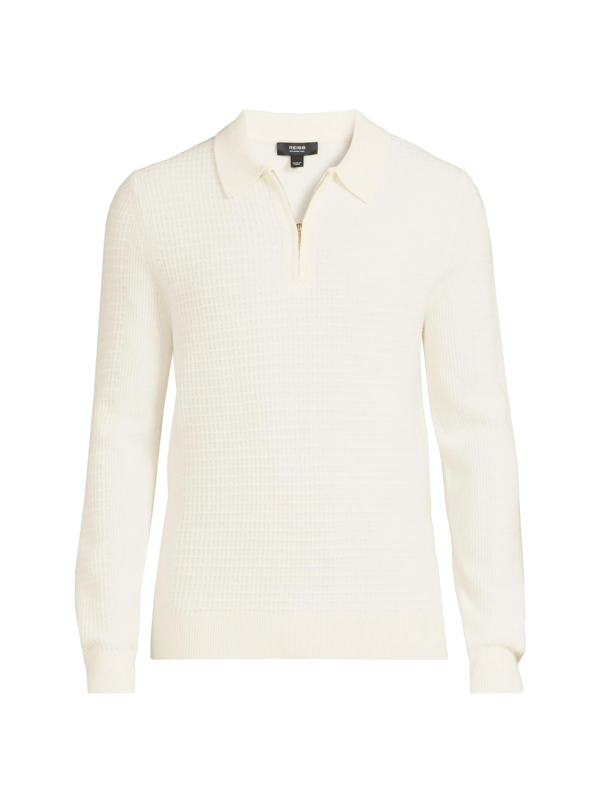 Men's Hamilton Waffle-Knit Wool Polo Sweater - Off White - 1
