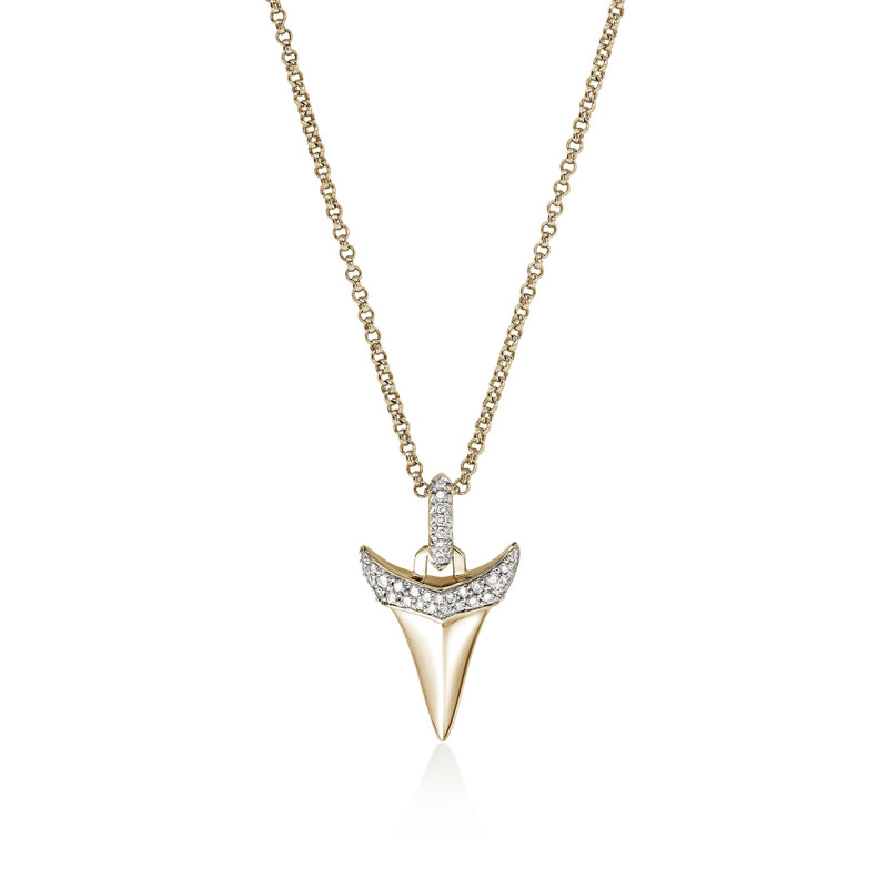 Shark Tooth Talisman Necklace, Gold, Diamonds 1