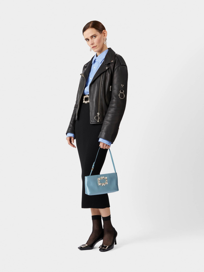 Roger Vivier RV Nightlily Broche Vivier Buckle Mini Bag in Satin outlook