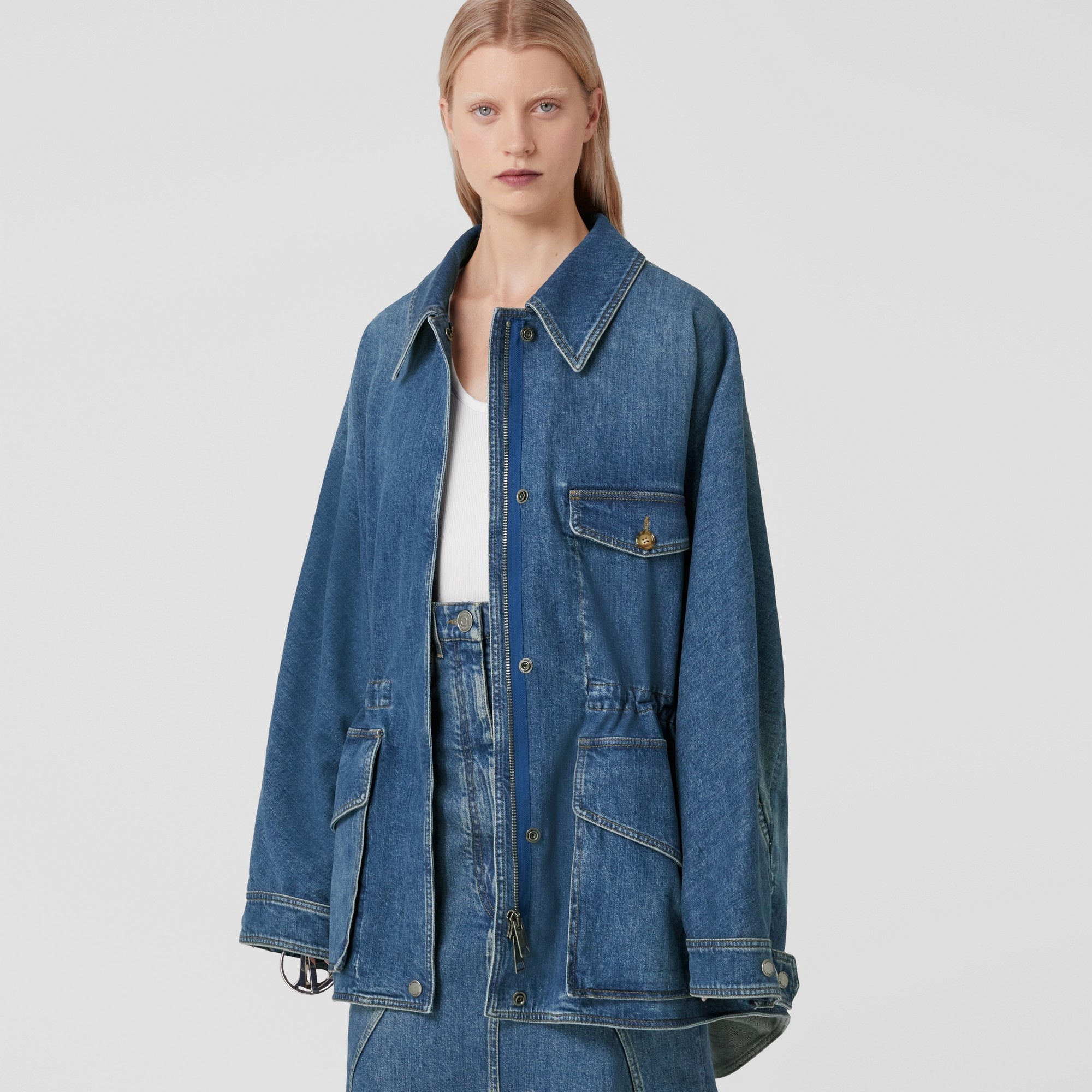 Stonewashed Denim Oversized Field Jacket - 7