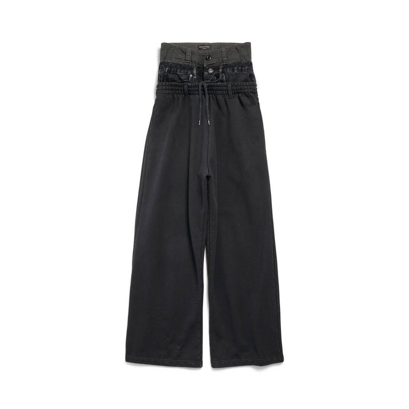 Men's Layered Jogging Pants in Black 1