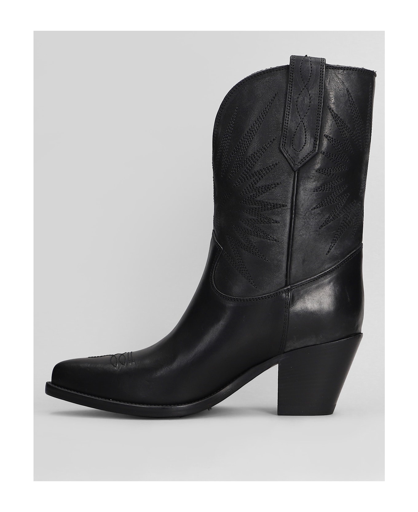 70 Wish Star Texan Boots In Black Leather - 3