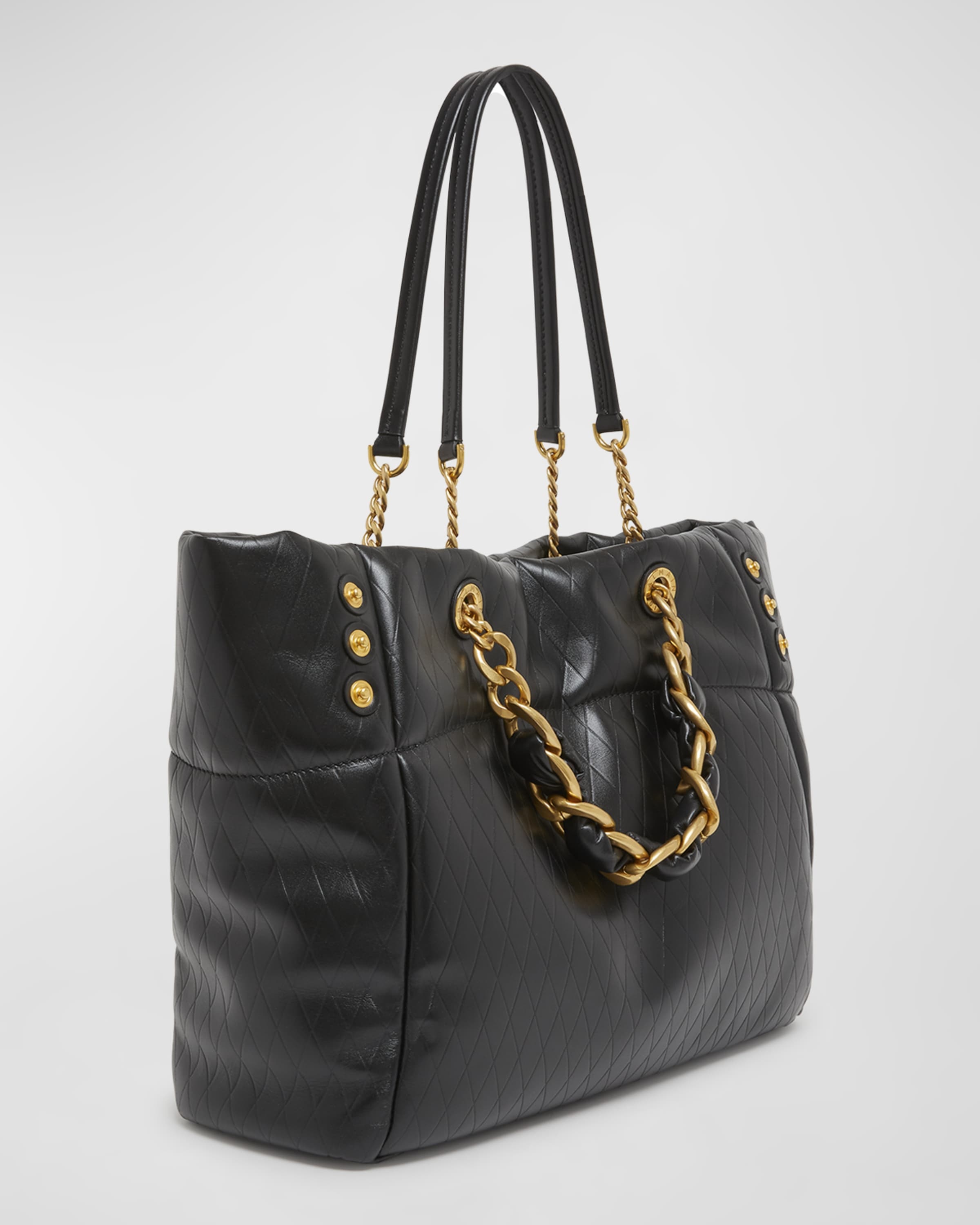 1945 Grid Leather Tote Bag - 4