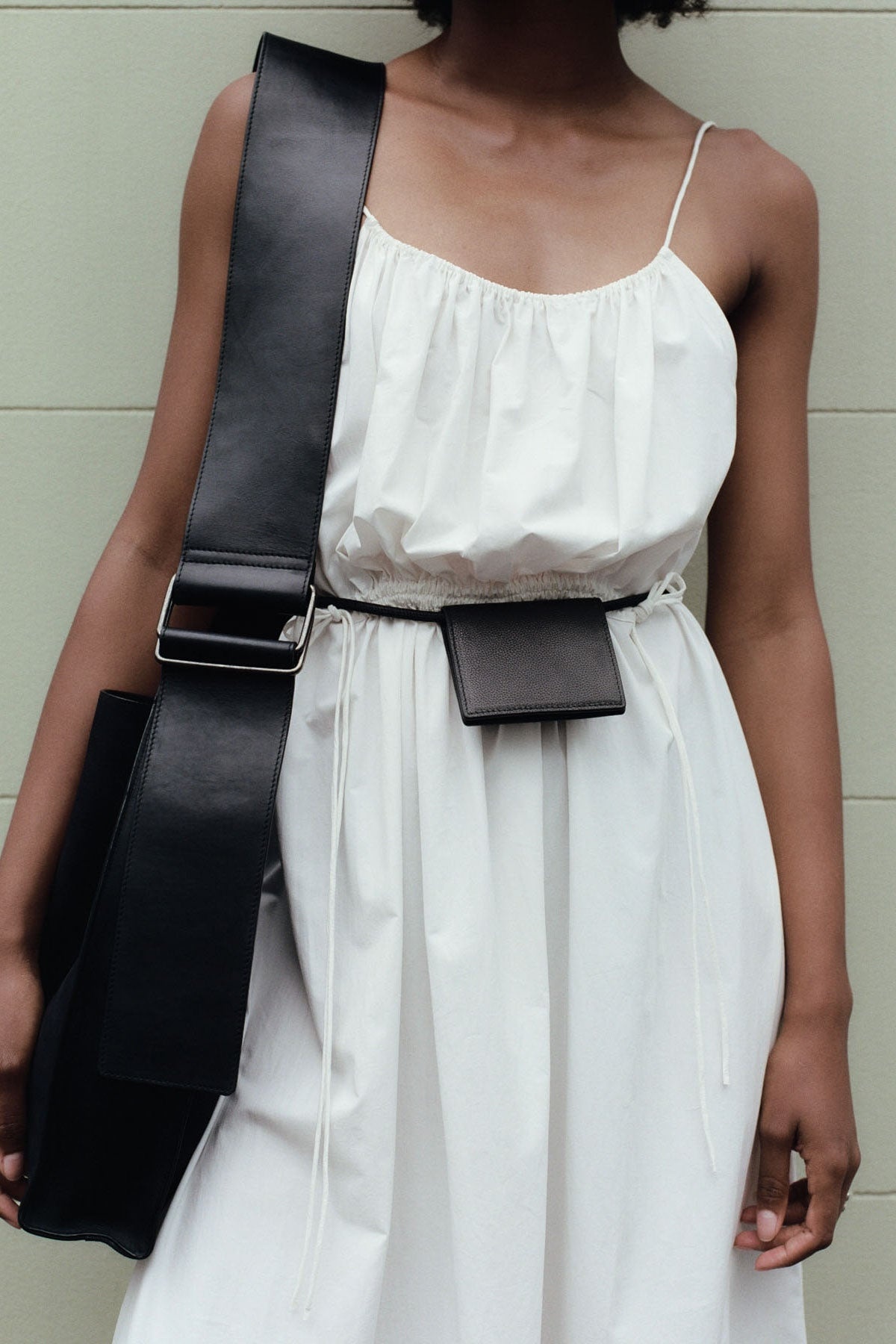 Relaxed Drawstring Dress - White - 6