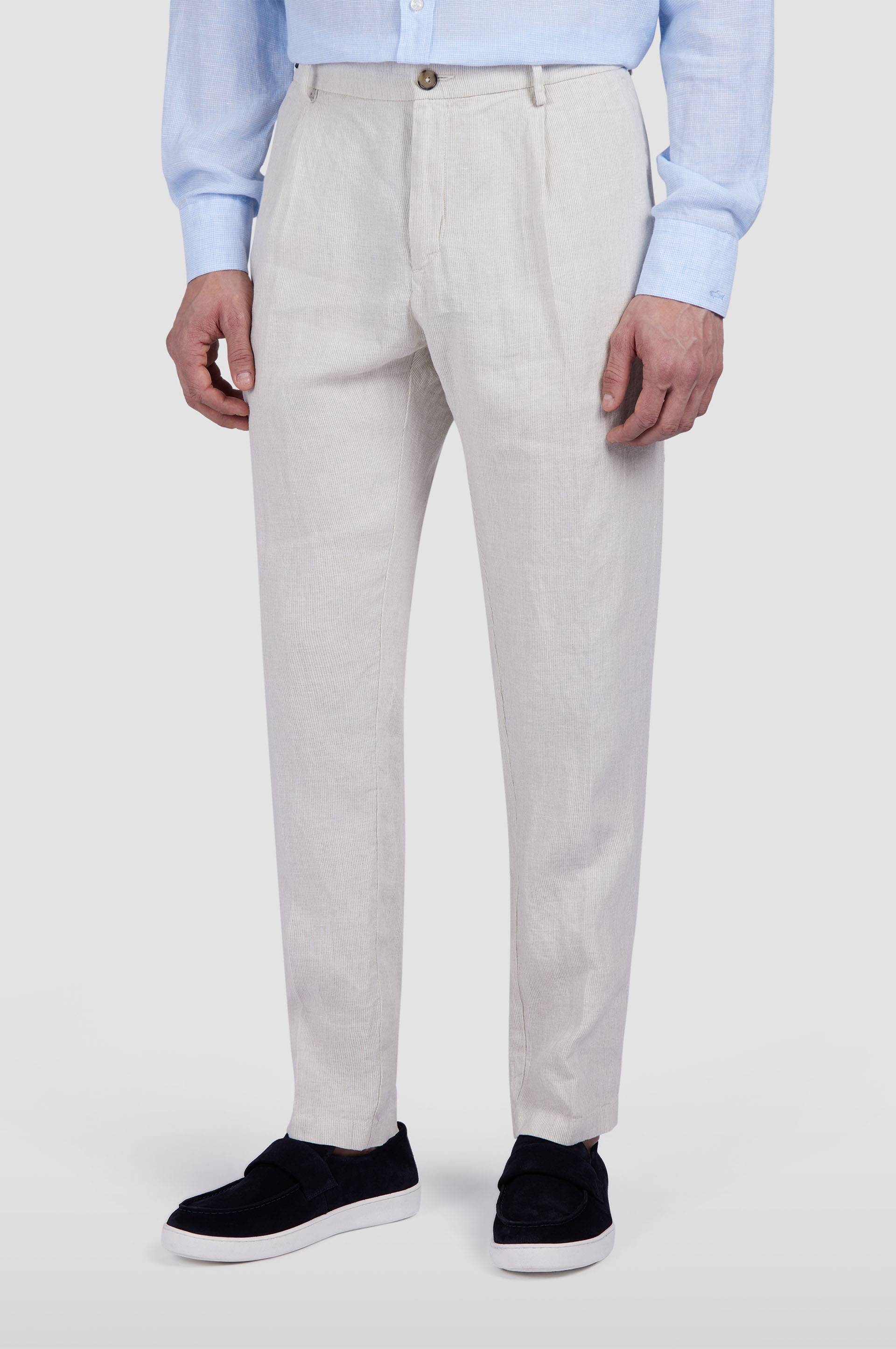 LINEN CHINO PANTS WITH STRIPED PATTERN - 6