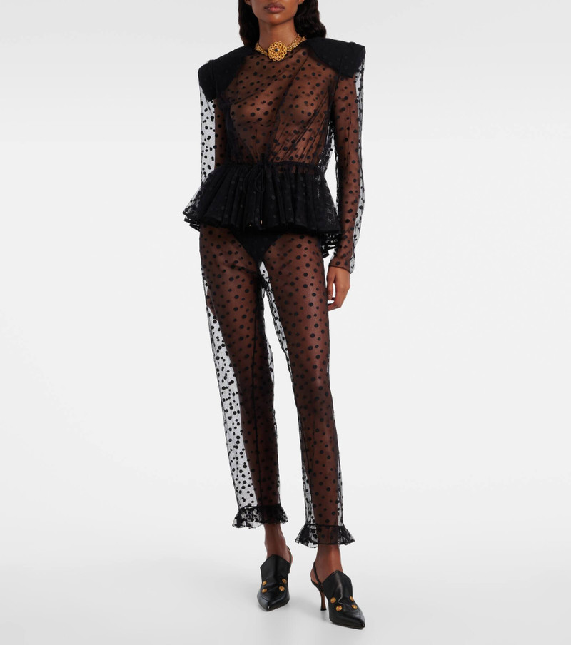 Chloé Polka-dot cotton-blend tulle straight pants outlook