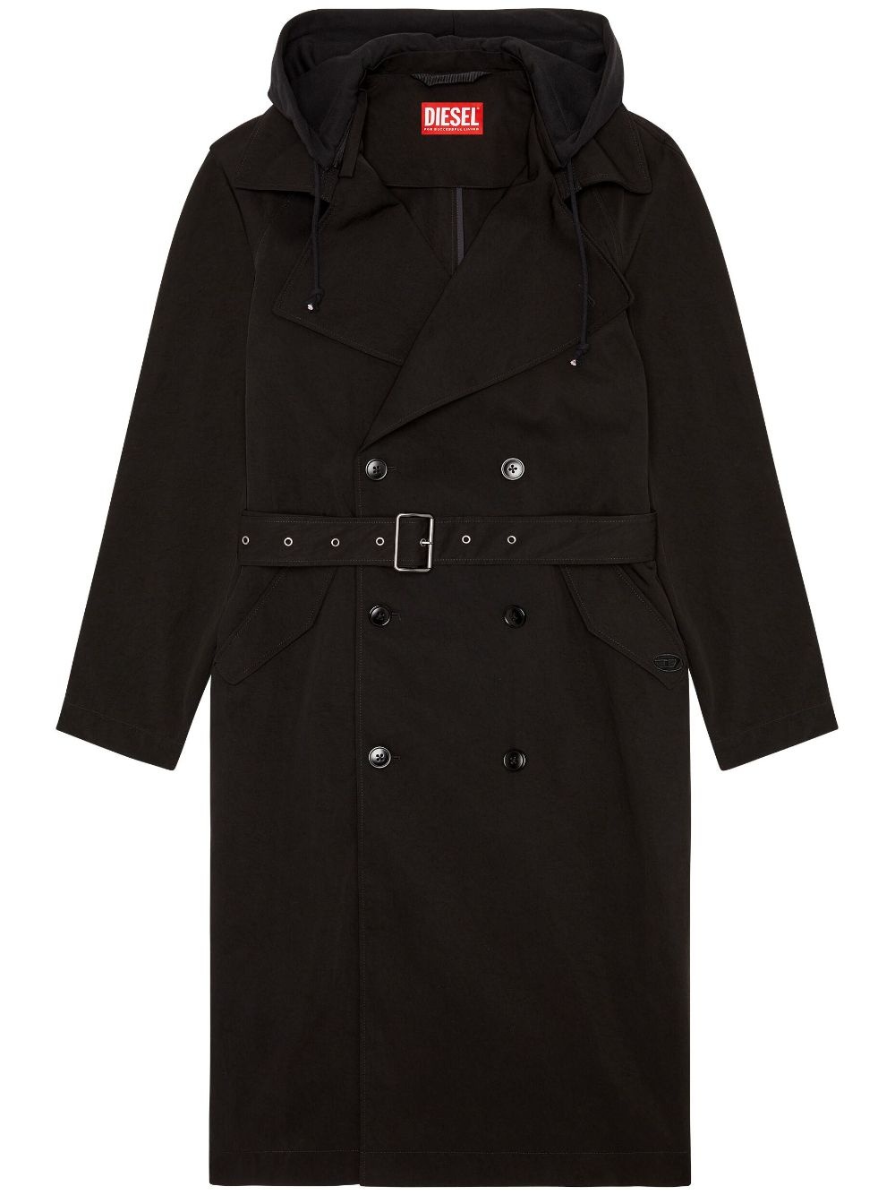 double-breasted hooded trench coat - 1