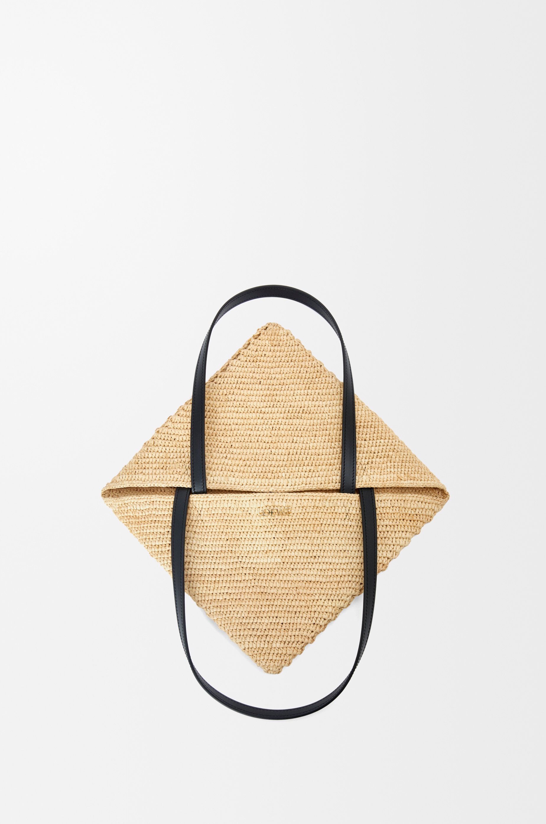 Medium Puzzle Fold tote in raffia - 8