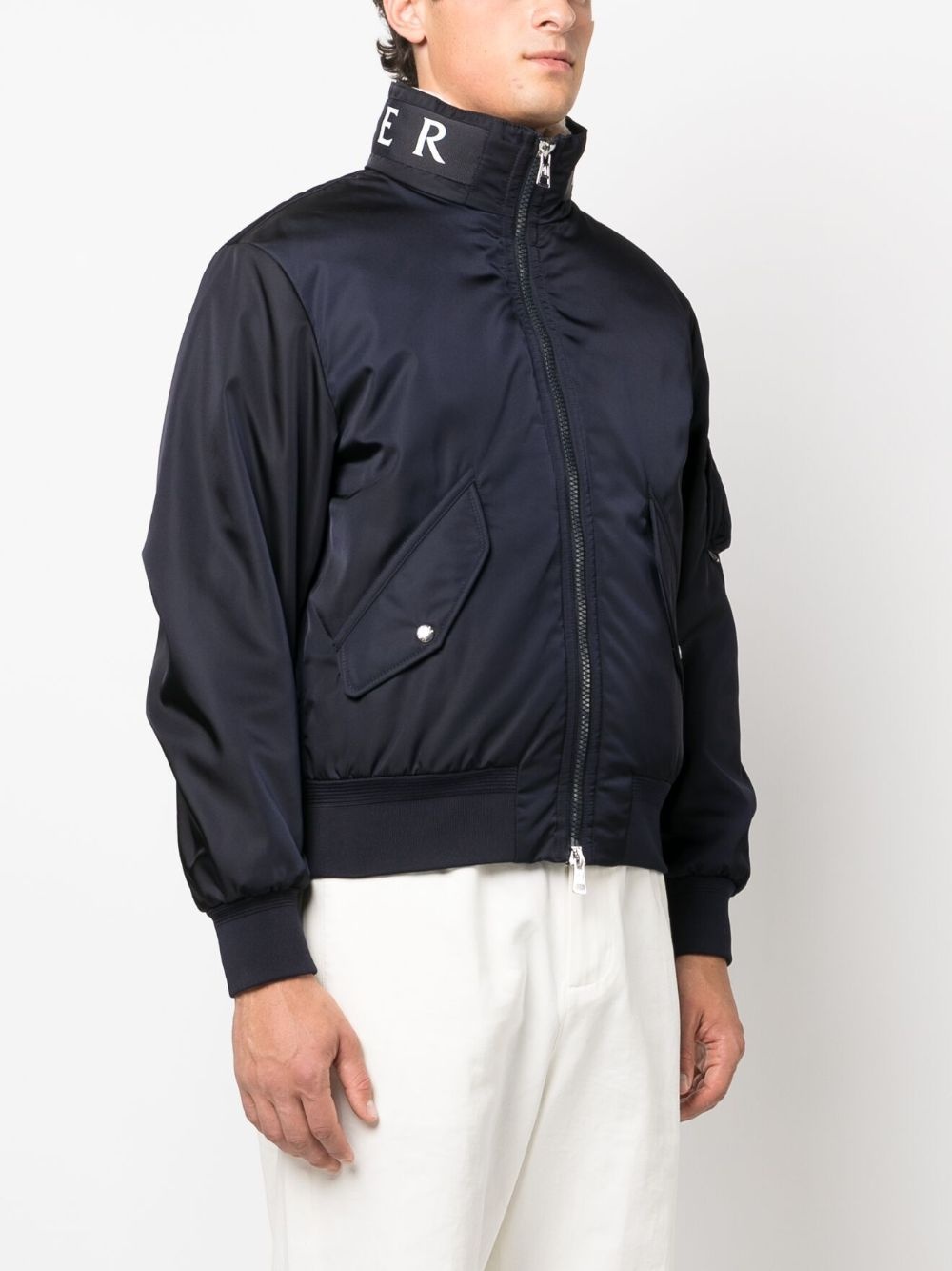 logo-collar padded bomber jacket - 3