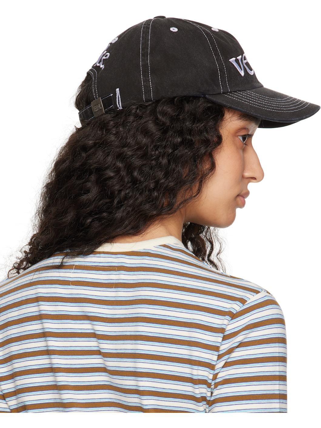 Black 'Venice' Embroidered Cap - 3
