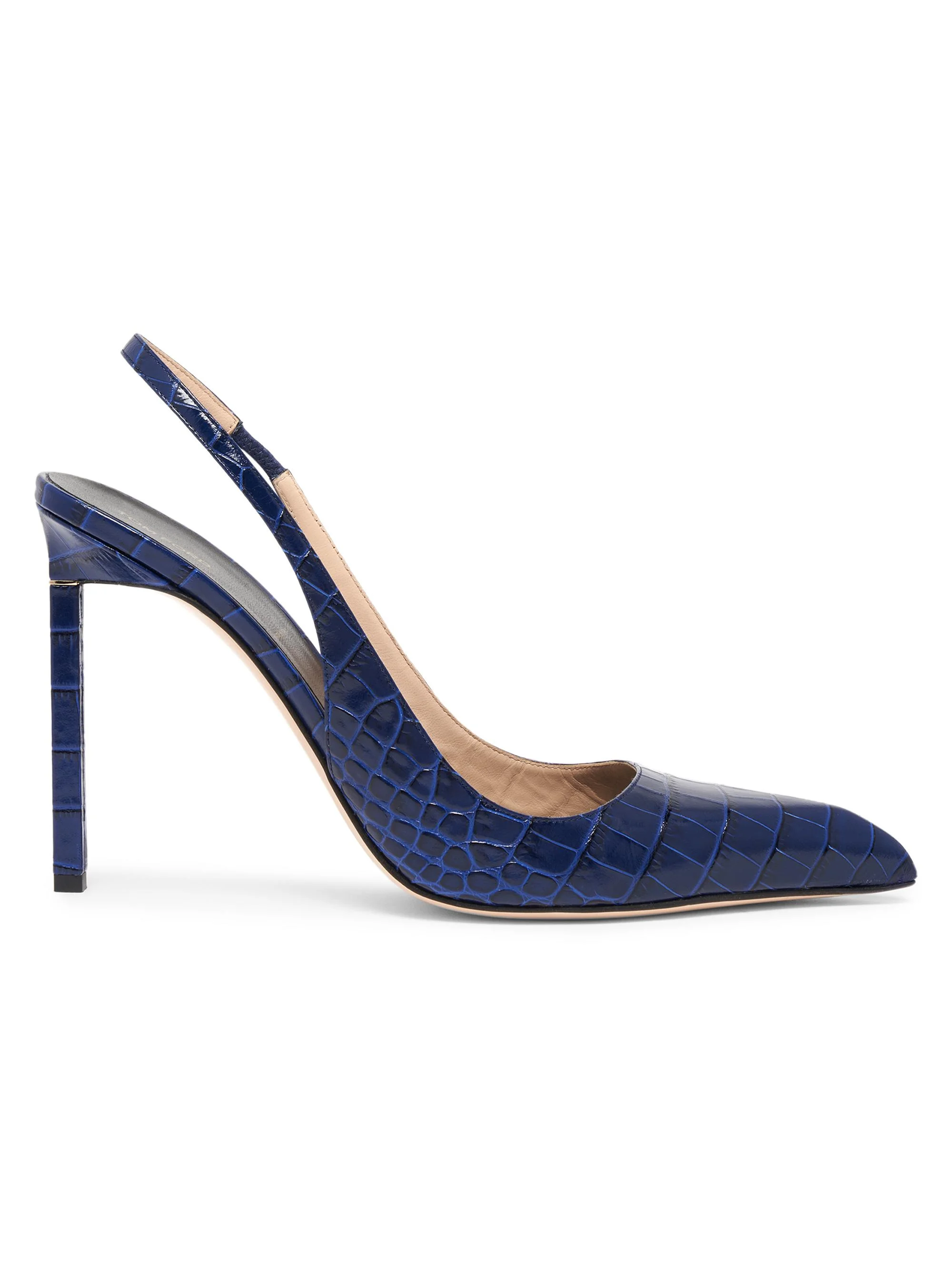 Women's 105MM Croc-Embossed Slingback Pumps - Sea Blue - 1