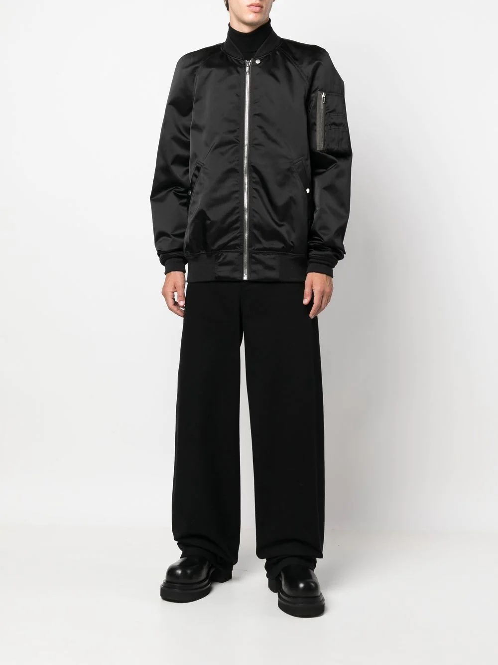 long-sleeve satin bomber jacket - 3