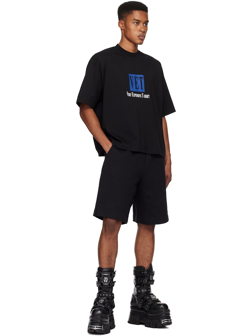 Black 'VET' Cropped Boxy T-shirt - 4