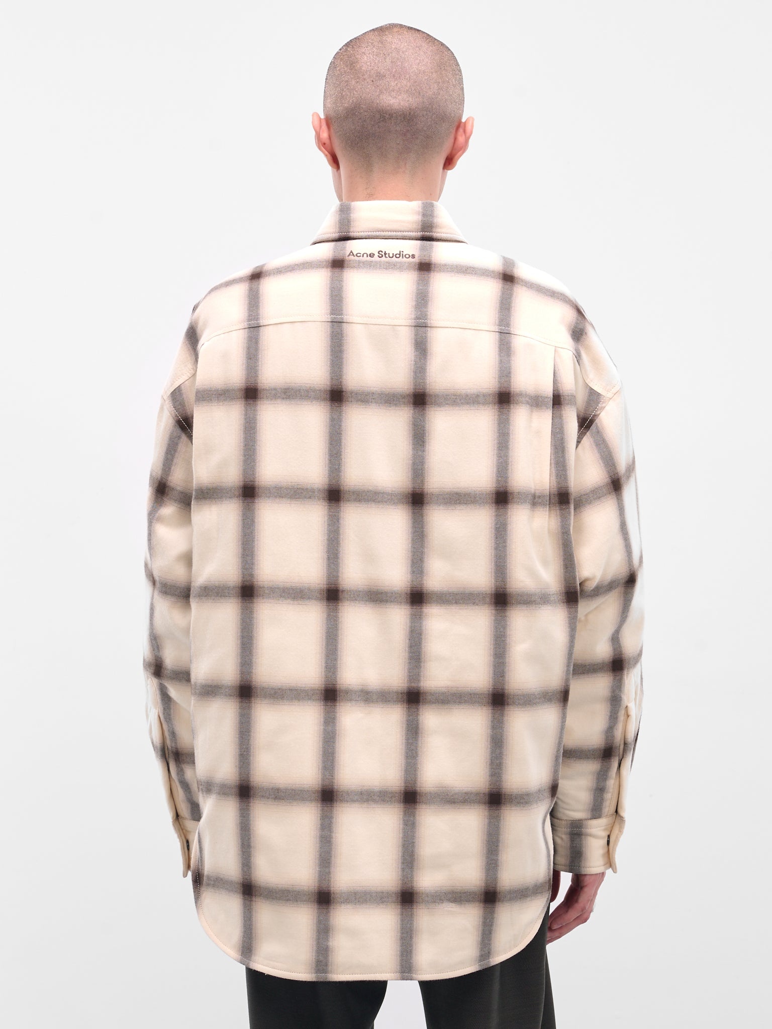 Beige Flannel Button-Up Shirt - 3