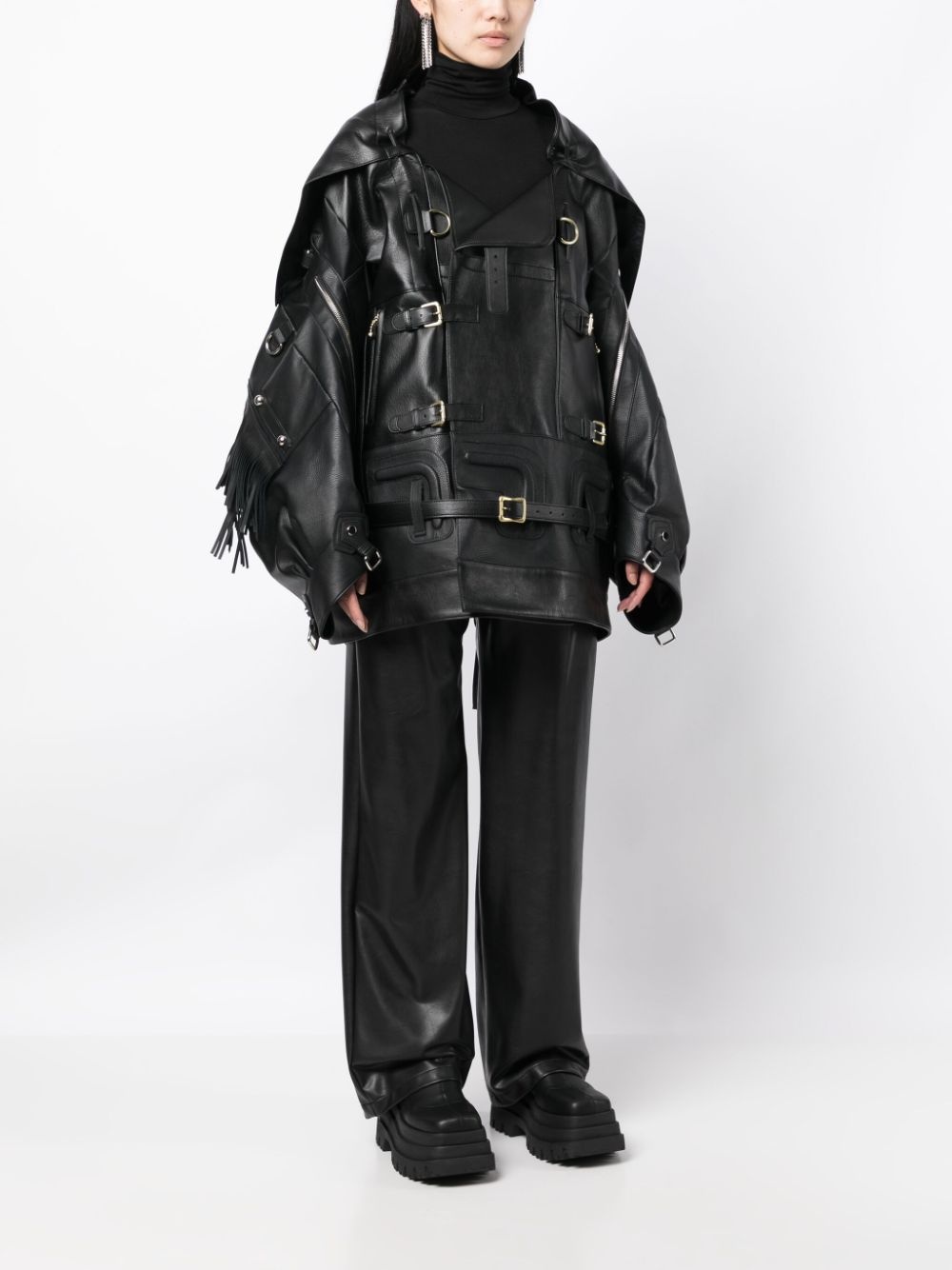mixed-hardware buckled jacket - 3