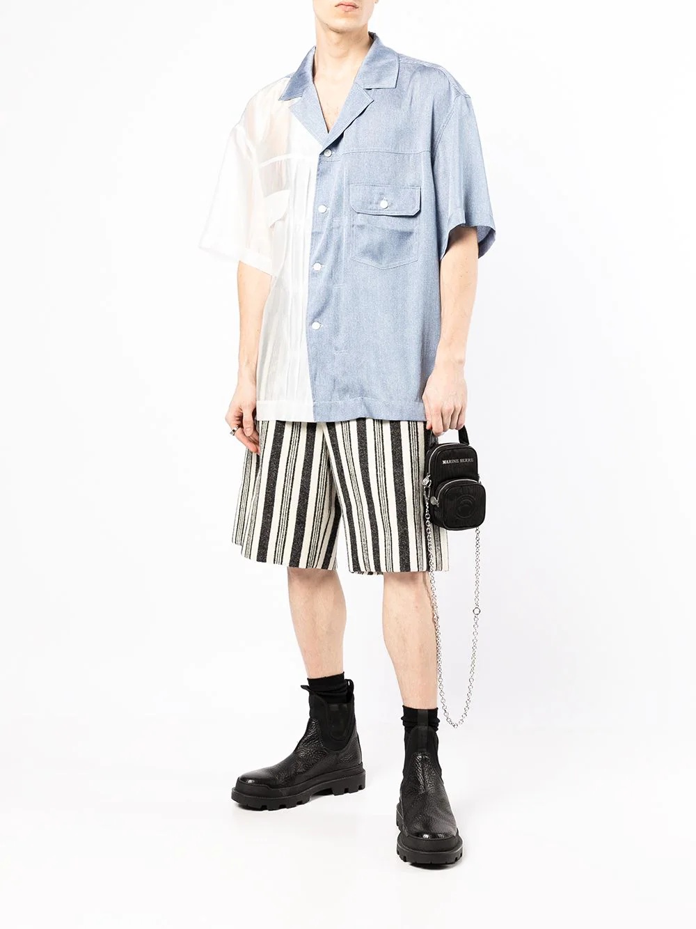 transparent-panel camp collar shirt - 2