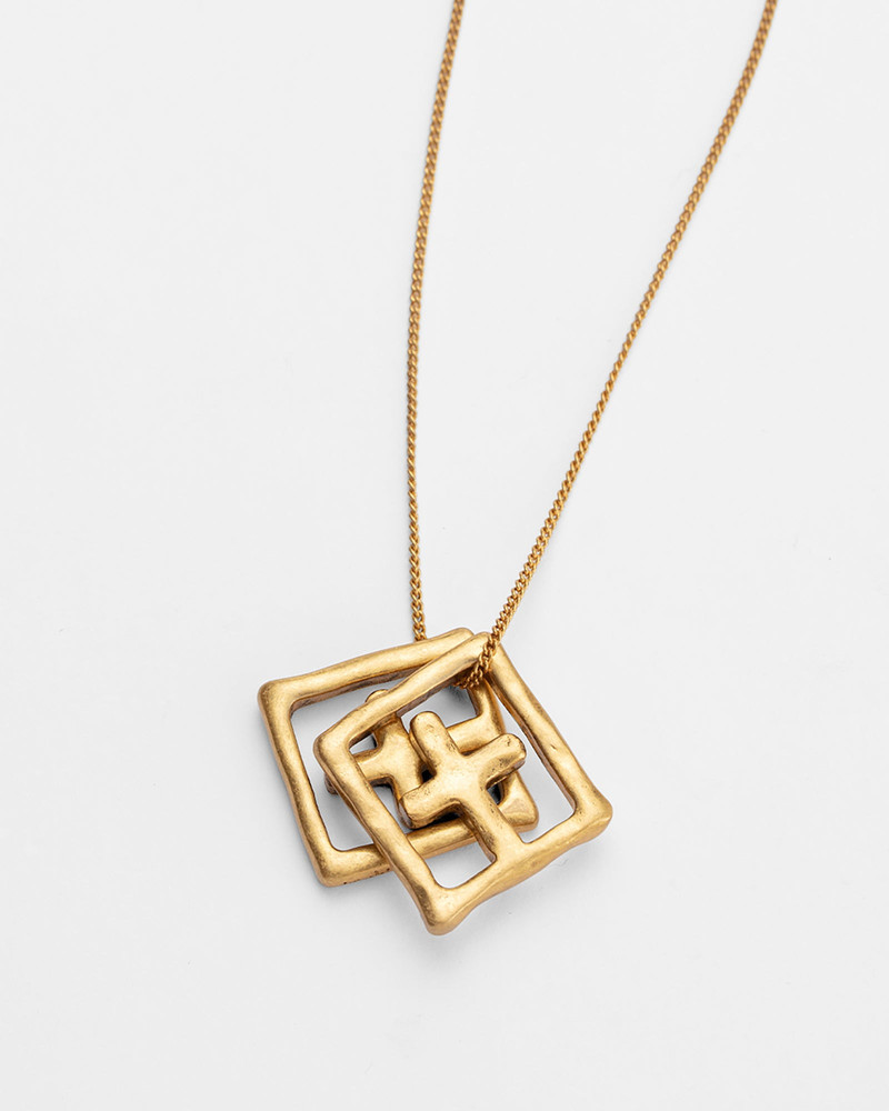 18K AGED BOX CROSS NECKLACE 1