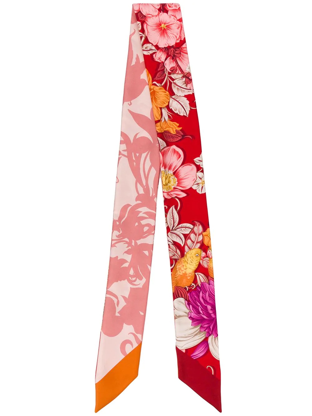 floral print silk neck bow - 1