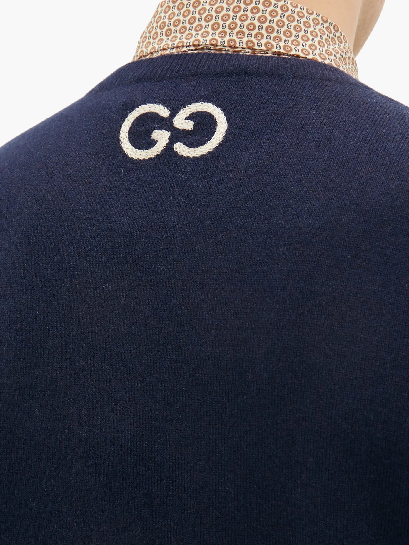 GG embroidered crew neck wool-blend sweater - 4