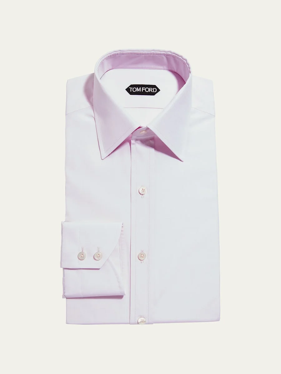 Men's Solid Point Collar Dress Shirt - 1