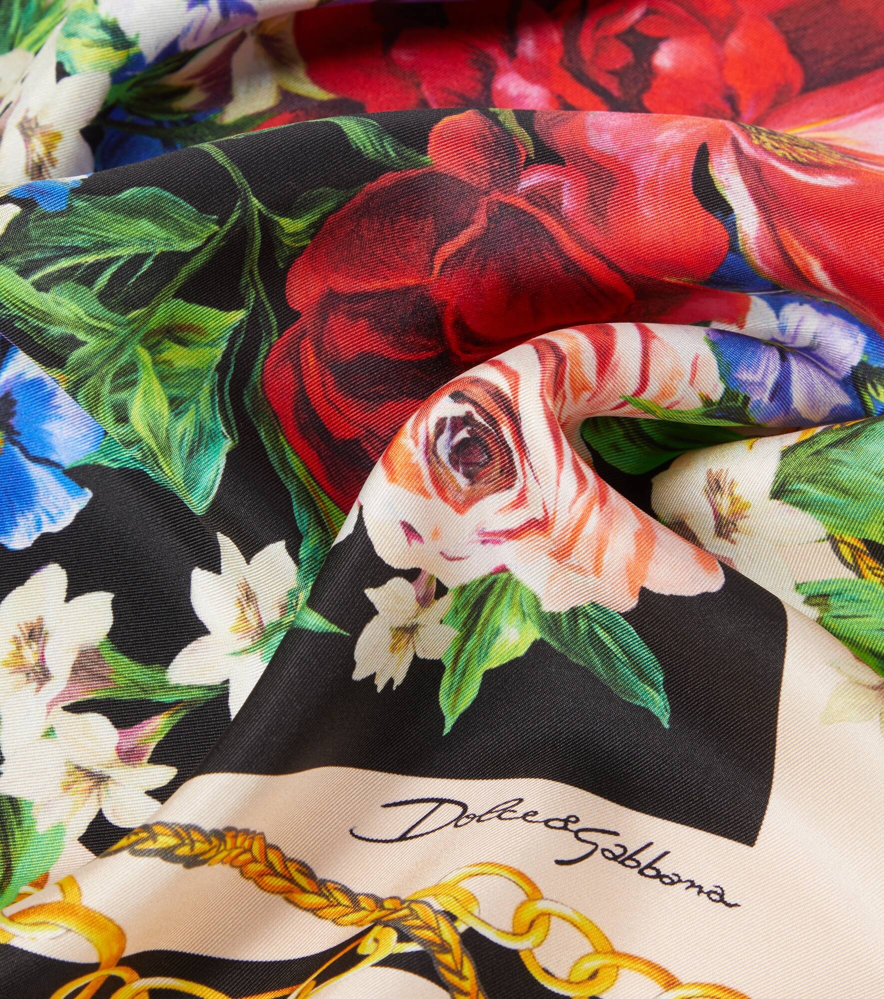 Floral silk twill scarf - 4