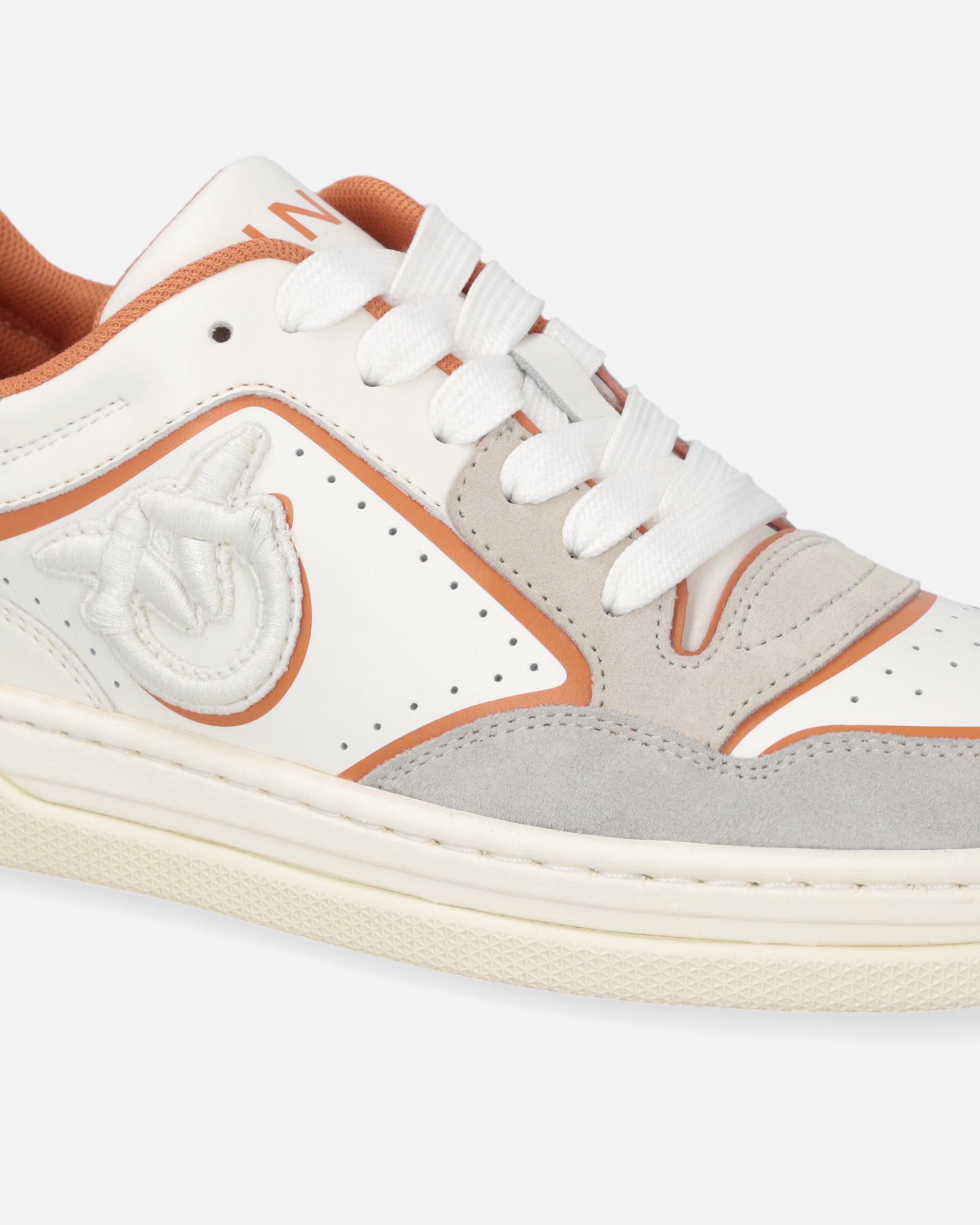 FLAT LEATHER SNEAKERS WITH EMBROIDERED LOGO - 4