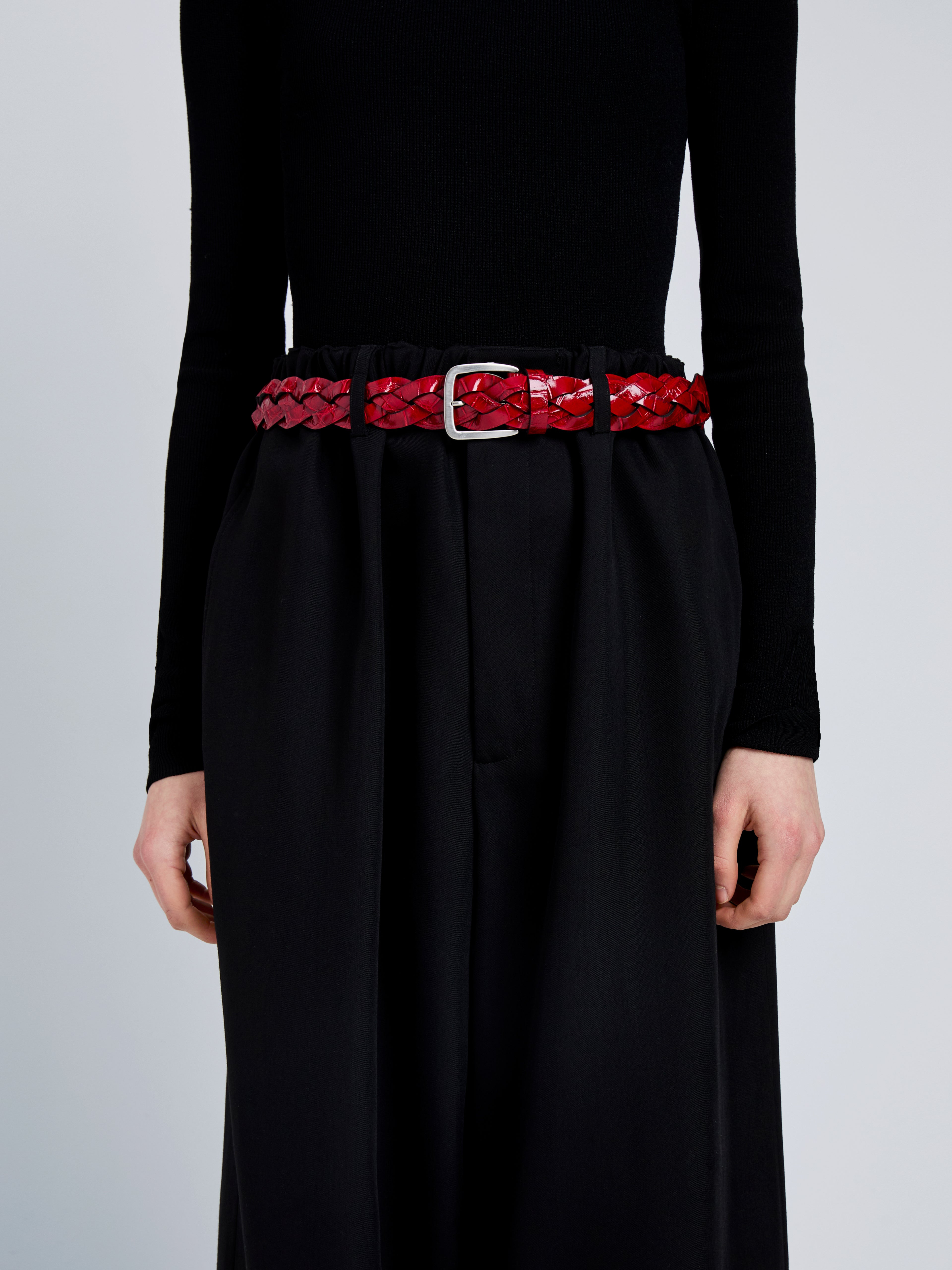 Wide Braid Belt in Croc Embossed Calf - 2