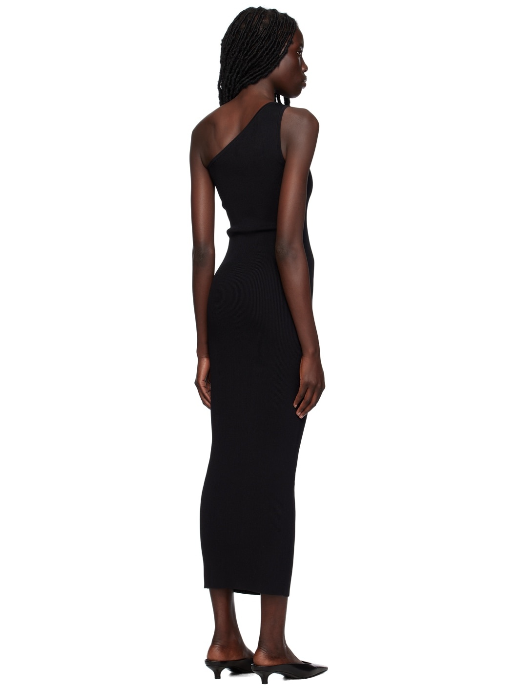 Black Single-Shoulder Maxi Dress - 3