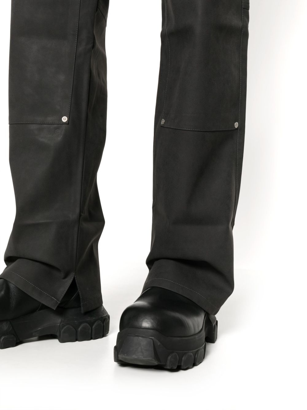faux-leather straight-leg trousers - 4