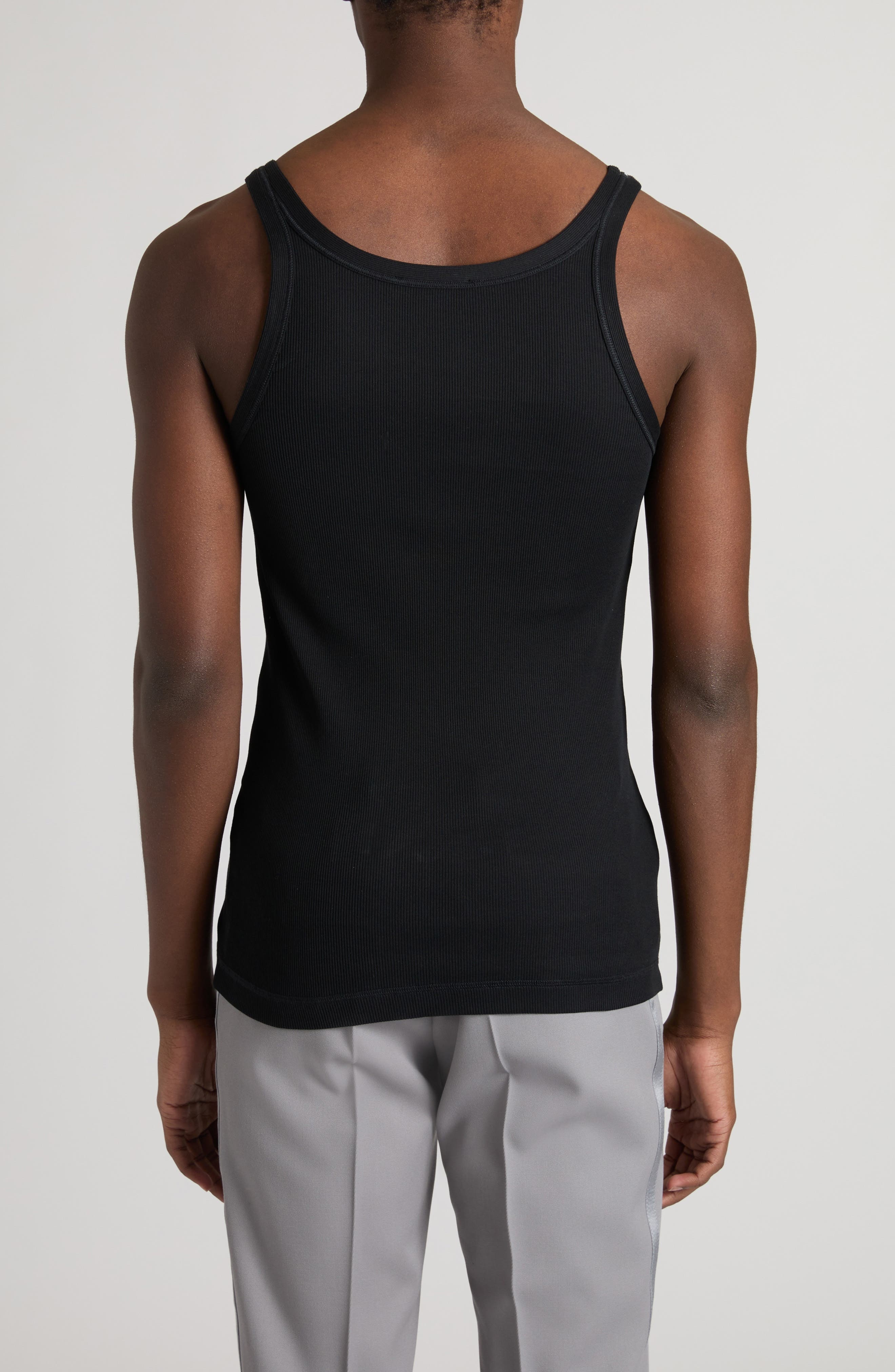 Dolce&Gabbana Logo Cotton Rib Tank Top in N0000 Nero at Nordstrom - 3