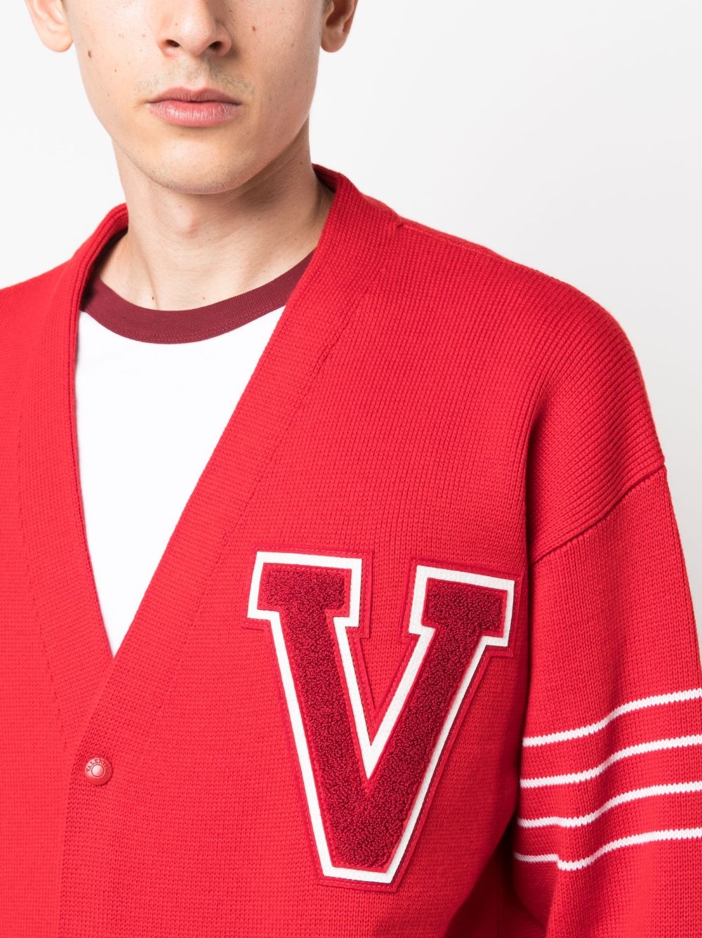 VLogo-patch wool cardigan - 5