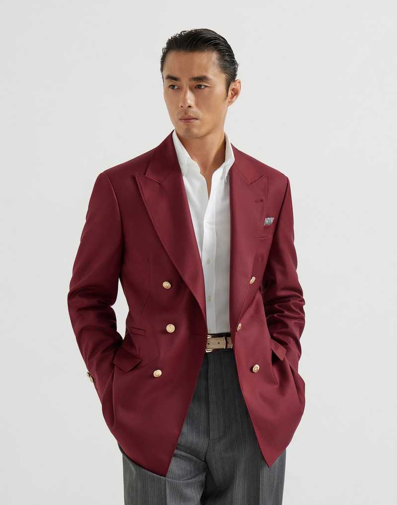 Virgin wool batavia one-and-a-half breasted Tailor blazer with metal buttons 5