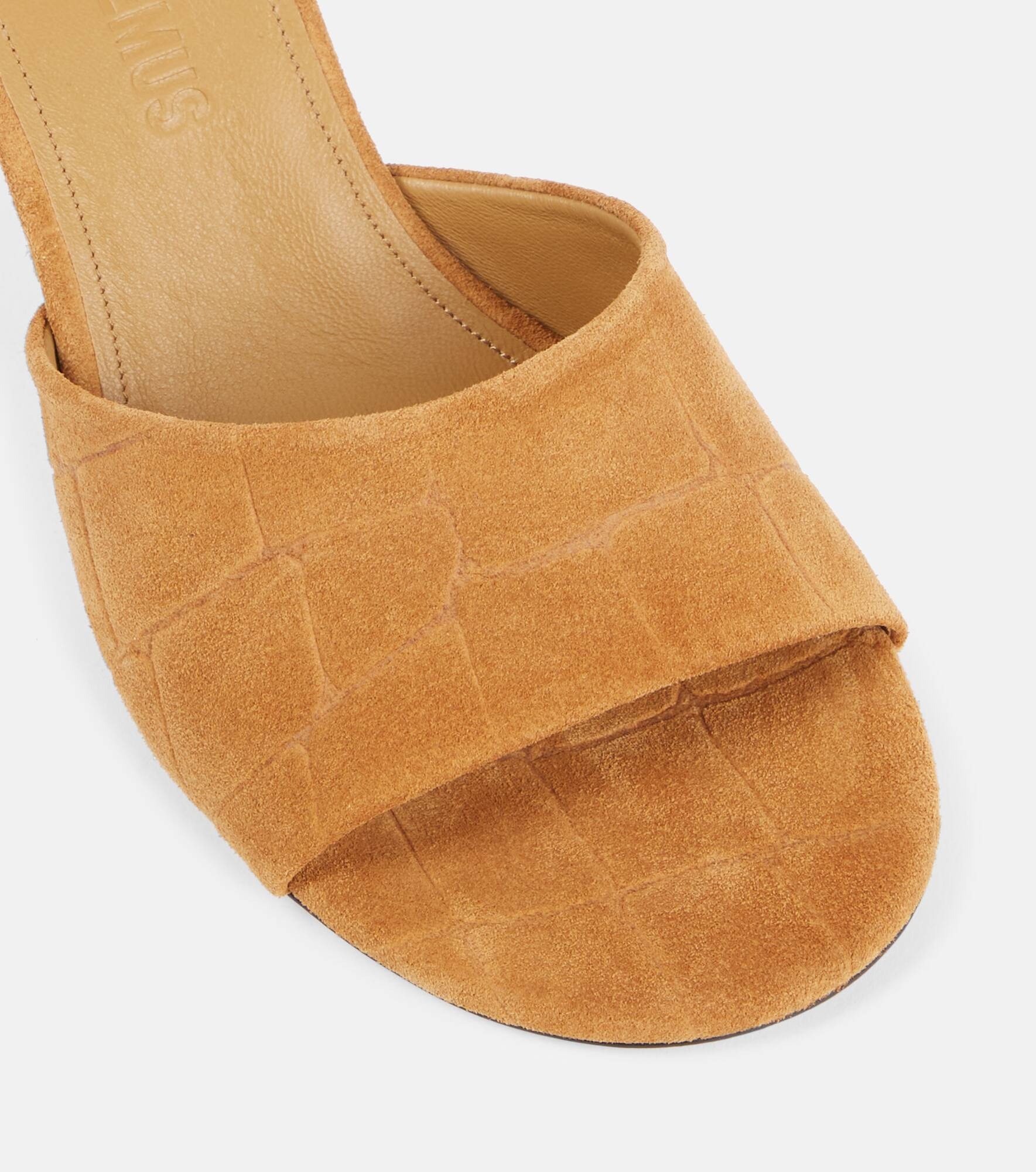 Cubisto 70 croc-effect suede mules - 5
