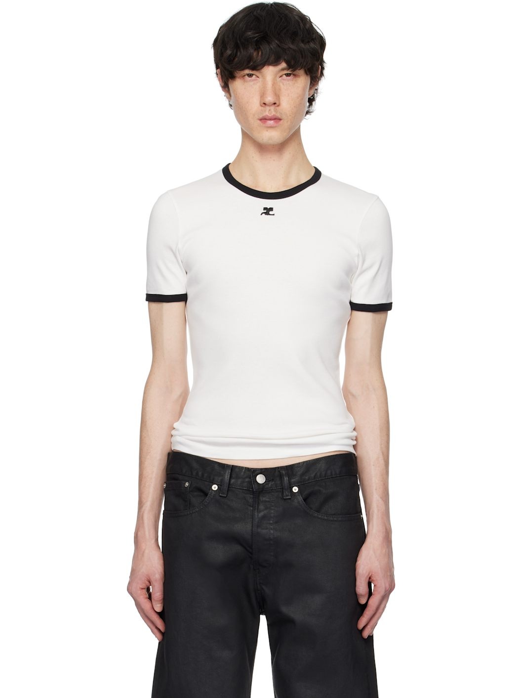 White & Black Signature Contrast T-Shirt - 1