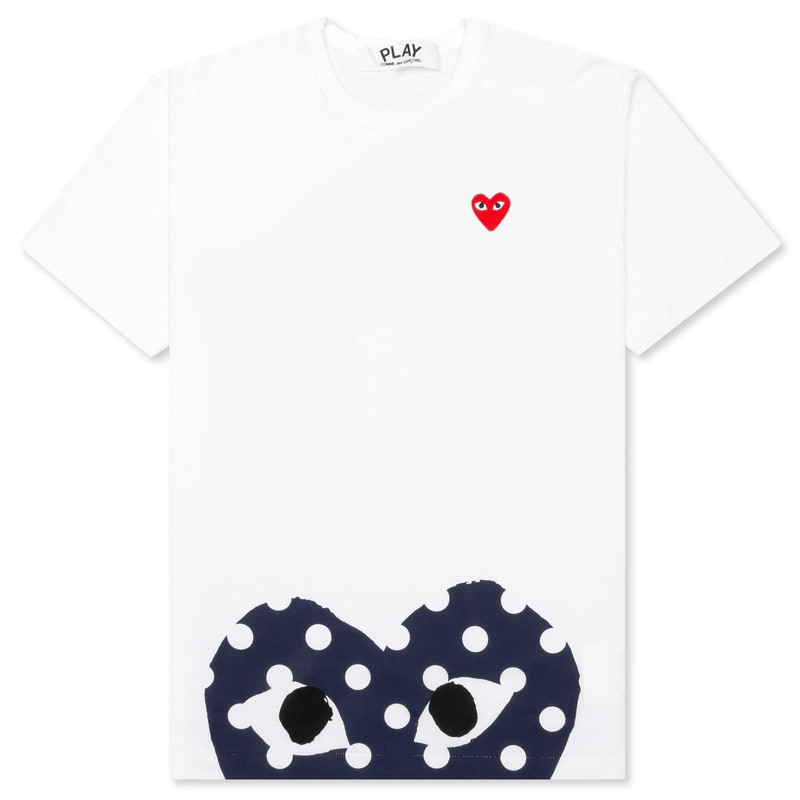 WOMEN'S POLKA DOT HALF HEART T-SHIRT - WHITE - 1