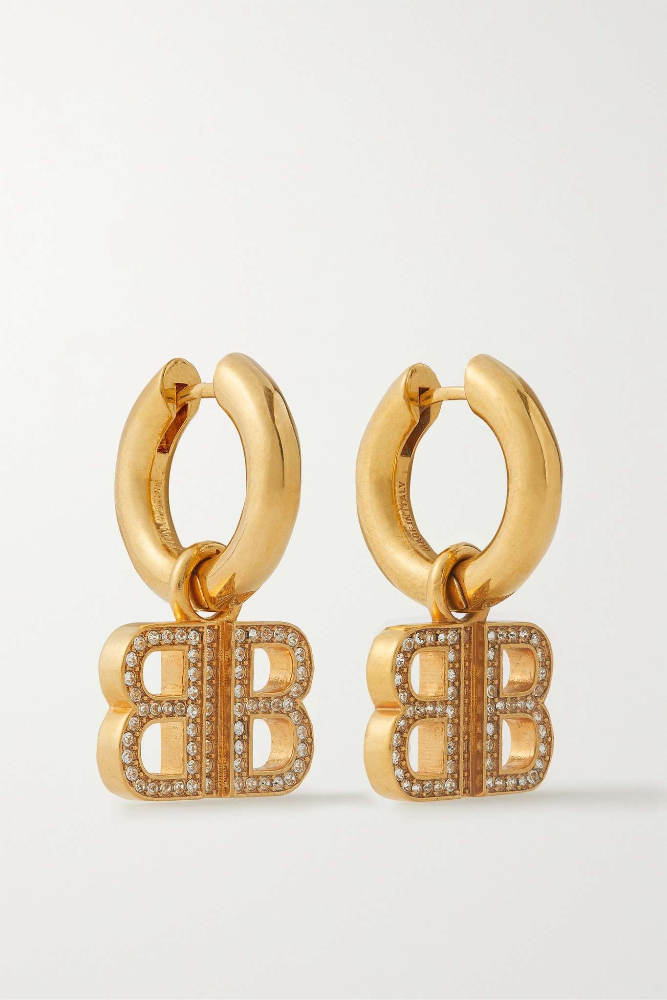 Gold-tone crystal hoop earrings - 1