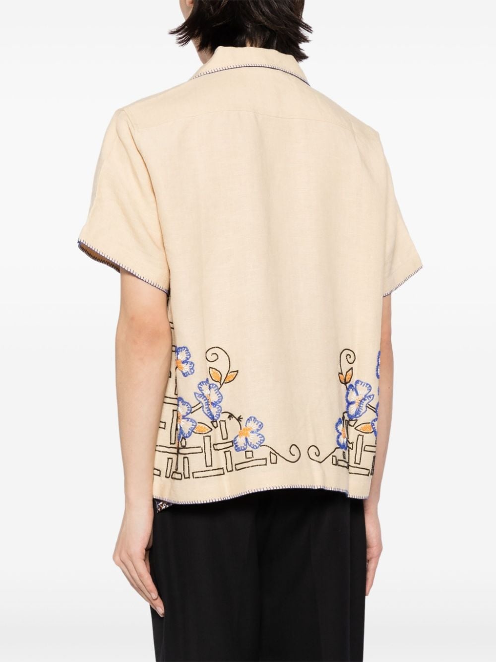 Himalayan Poppy short-sleeve linen shirt - 4