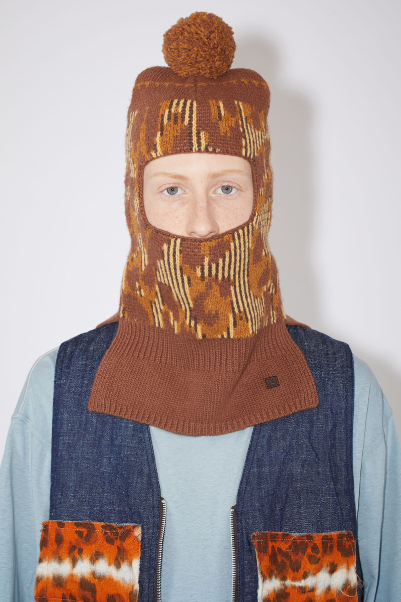 Wool balaclava - Pale orange/coffee brown 3